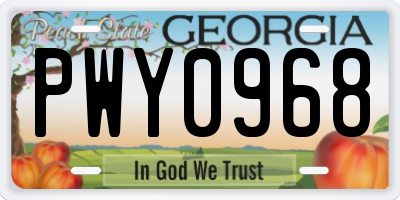 GA license plate PWY0968