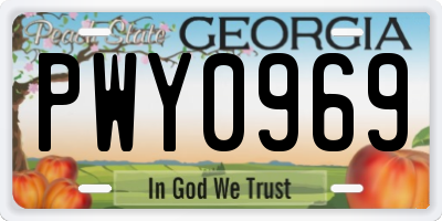 GA license plate PWY0969