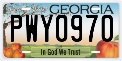 GA license plate PWY0970