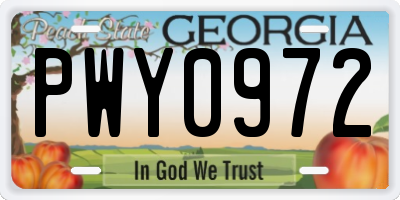 GA license plate PWY0972
