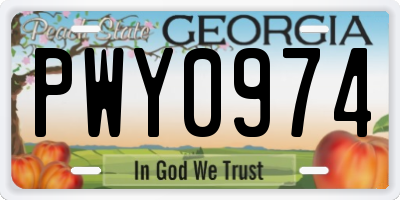 GA license plate PWY0974