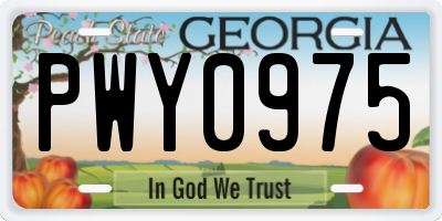 GA license plate PWY0975
