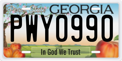 GA license plate PWY0990