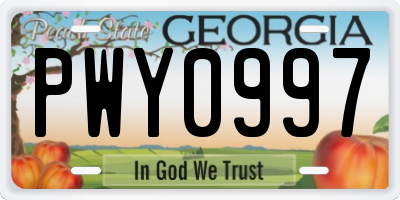 GA license plate PWY0997