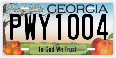 GA license plate PWY1004