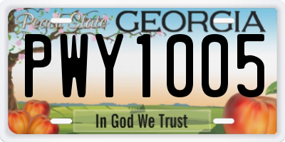 GA license plate PWY1005