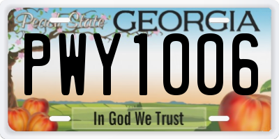 GA license plate PWY1006