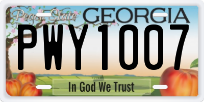 GA license plate PWY1007