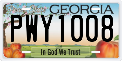 GA license plate PWY1008