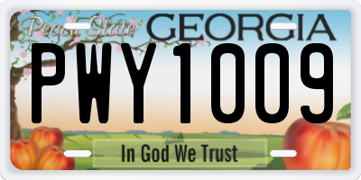 GA license plate PWY1009