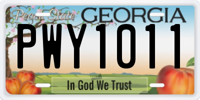 GA license plate PWY1011