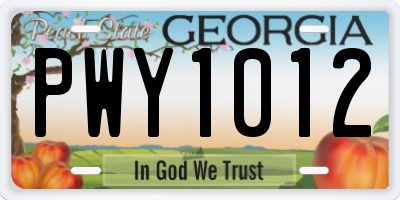 GA license plate PWY1012