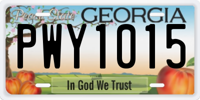 GA license plate PWY1015