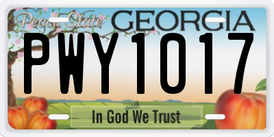 GA license plate PWY1017