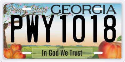 GA license plate PWY1018