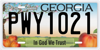 GA license plate PWY1021
