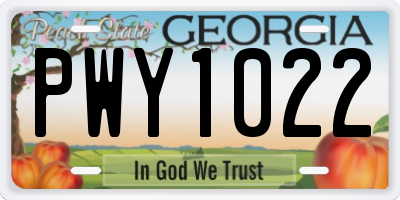 GA license plate PWY1022