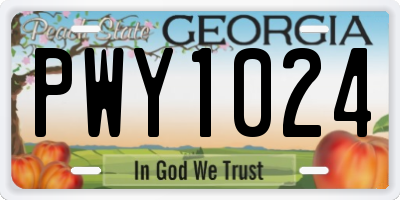 GA license plate PWY1024