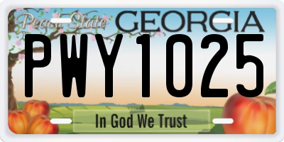 GA license plate PWY1025