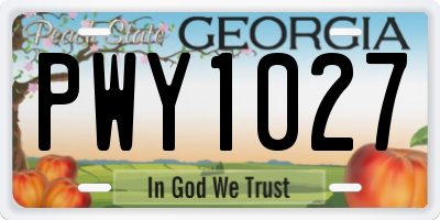 GA license plate PWY1027