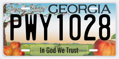 GA license plate PWY1028