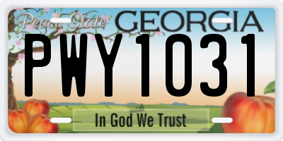 GA license plate PWY1031