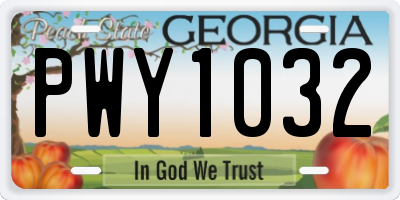 GA license plate PWY1032