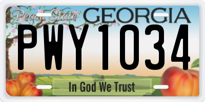 GA license plate PWY1034
