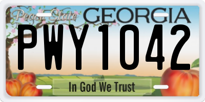 GA license plate PWY1042