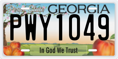 GA license plate PWY1049