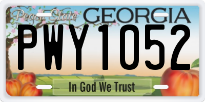 GA license plate PWY1052