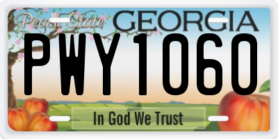 GA license plate PWY1060