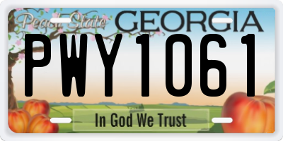 GA license plate PWY1061