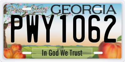 GA license plate PWY1062