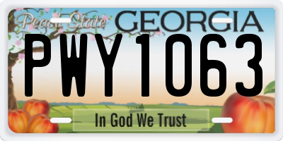 GA license plate PWY1063