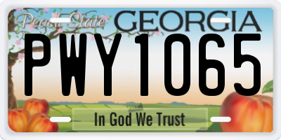 GA license plate PWY1065