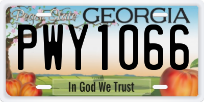GA license plate PWY1066