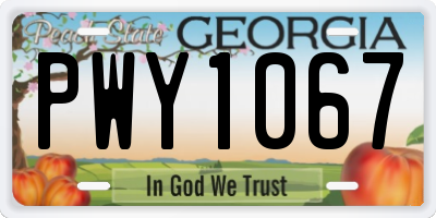 GA license plate PWY1067