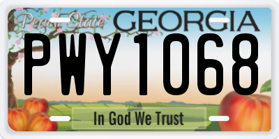 GA license plate PWY1068
