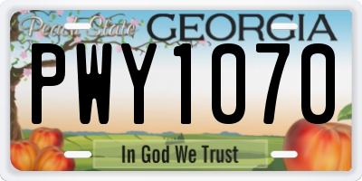 GA license plate PWY1070