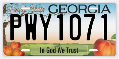 GA license plate PWY1071