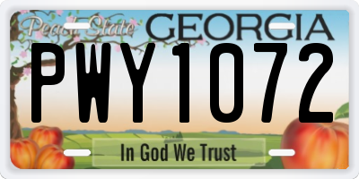 GA license plate PWY1072