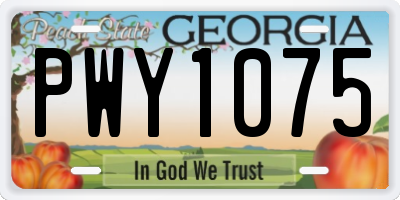 GA license plate PWY1075
