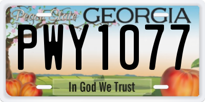 GA license plate PWY1077