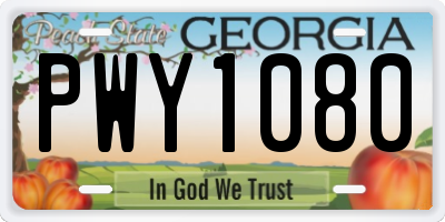 GA license plate PWY1080