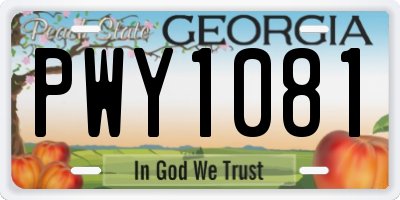 GA license plate PWY1081