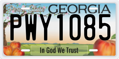 GA license plate PWY1085
