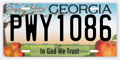 GA license plate PWY1086