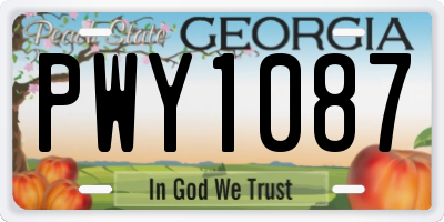 GA license plate PWY1087