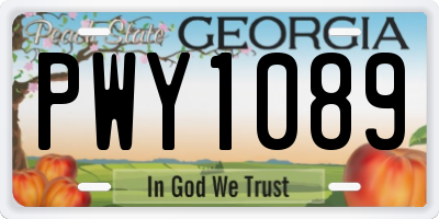 GA license plate PWY1089